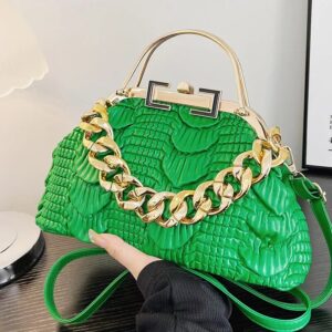 2024 Luxury Women Pink Green Pleat Shoulder Bags Gold Thick Chain Messenger Bags Totes PU Leather Handbags Lady Evening Clutch2024 Luxury Women Pink Green Pleat Shoulder Bags Gold Thick Chain Messenger Bags Totes PU Leather Handbags Lady Evening Clutch