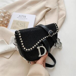 Fashion Luxury Designer Handbags Band Crossbody Shoulder Bag Women's Bags Chain Diamond Female Saddle Bag