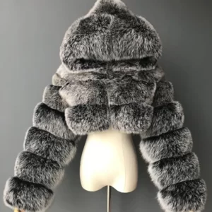 Autumn Furry Cropped Faux Fur Coats Jackets Women Fluffy Top Coat Hooded Straight Short Winter Fur Jacket Fashion Streetwear New